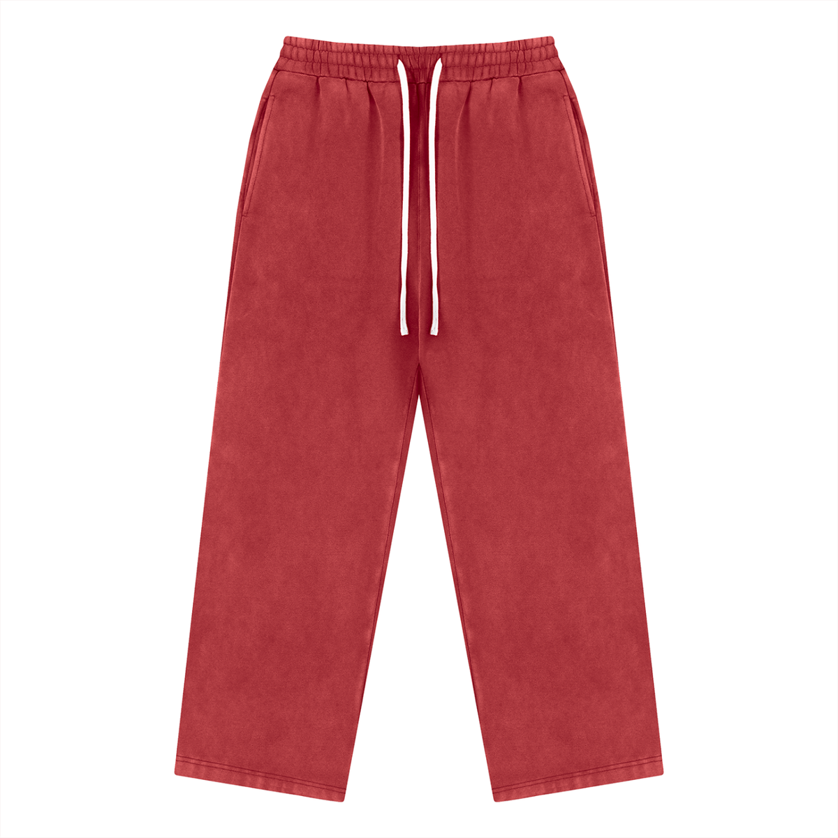 Unisex Vintage Wash Fleece Drawstring Sweatpants in red
