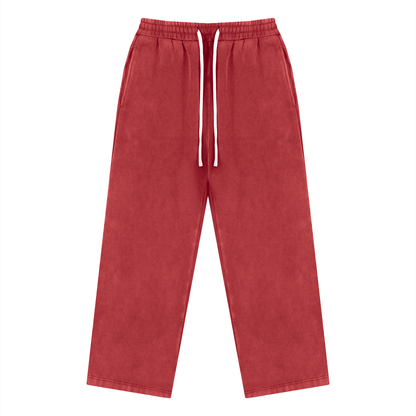 Unisex Vintage Wash Fleece Drawstring Sweatpants in red