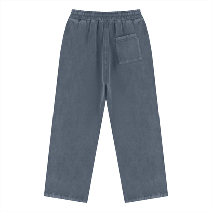 Unisex Vintage Wash Fleece Drawstring Sweatpants in washed blue, alternate angle