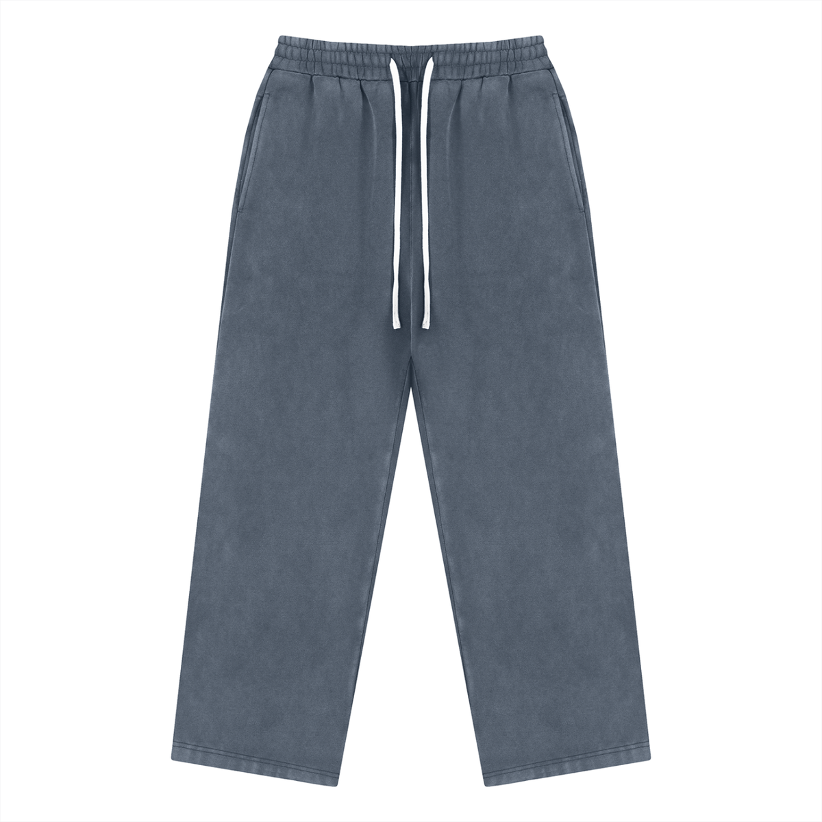 Unisex Vintage Wash Fleece Drawstring Sweatpants in washed blue