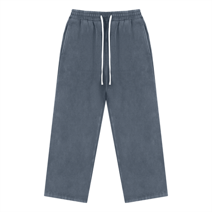 Unisex Vintage Wash Fleece Drawstring Sweatpants in washed blue