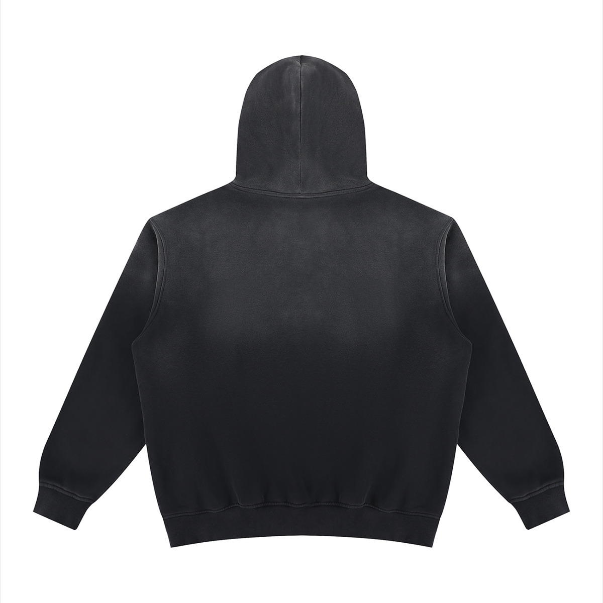 Unisex Vintage Wash Fleece Hoodie in black, alternate angle
