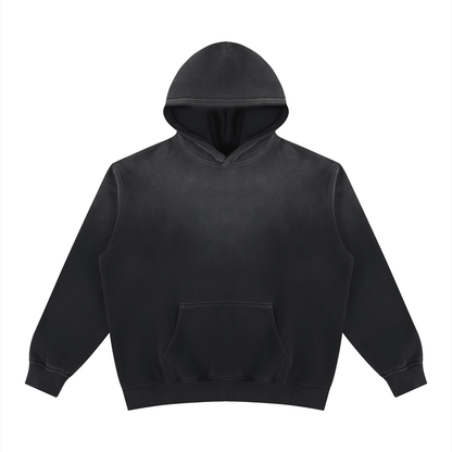Unisex Vintage Wash Fleece Hoodie in black