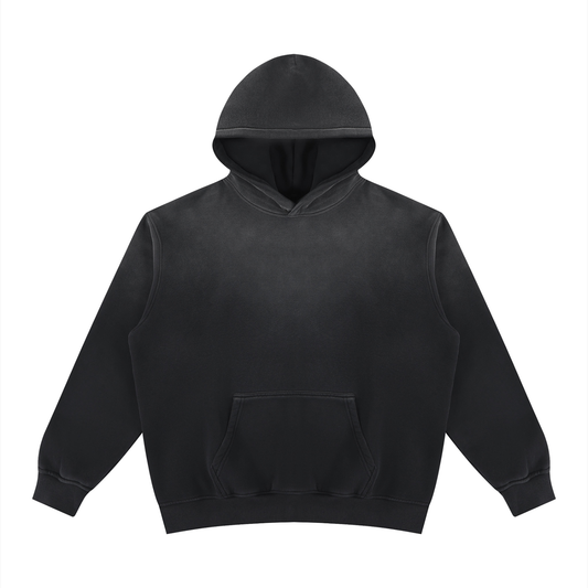 Unisex Vintage Wash Fleece Hoodie in black