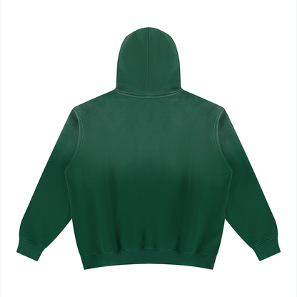 Unisex Vintage Wash Fleece Hoodie in dark green, alternate angle