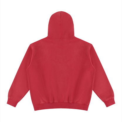 Unisex Vintage Wash Fleece Hoodie in red, alternate angle