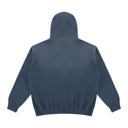 Unisex Vintage Wash Fleece Hoodie in washed blue, alternate angle
