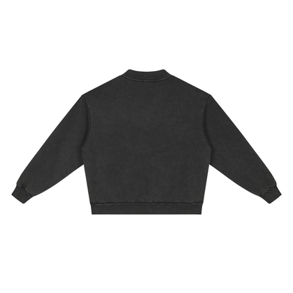 Unisex Vintage Wash Fleece Quarter Zip Sweatshirt in black, alternate angle