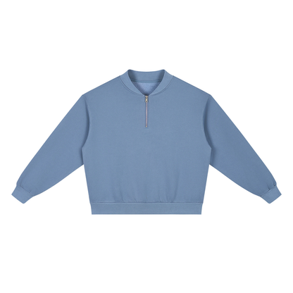 Unisex Vintage Wash Fleece Quarter Zip Sweatshirt in blue