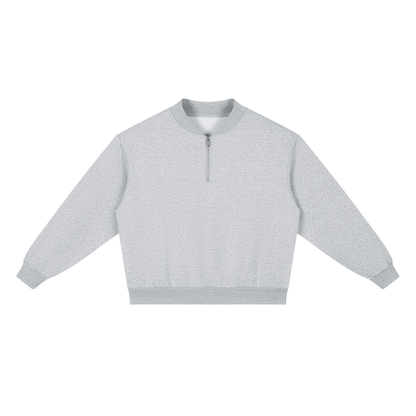 Unisex Vintage Wash Fleece Quarter Zip Sweatshirt in flower gray