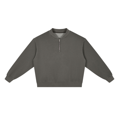 Unisex Vintage Wash Fleece Quarter Zip Sweatshirt in gray