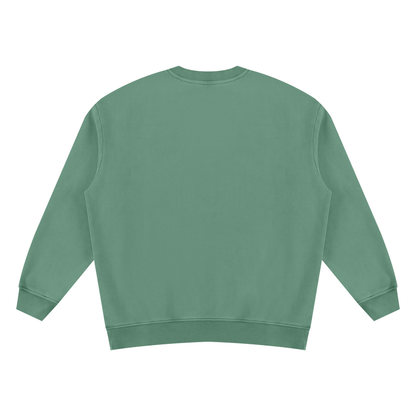 Unisex Vintage Wash Fleece Sweatshirt in dark green, alternate angle