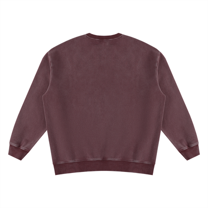 Unisex Vintage Wash Fleece Sweatshirt in jujube red, alternate angle