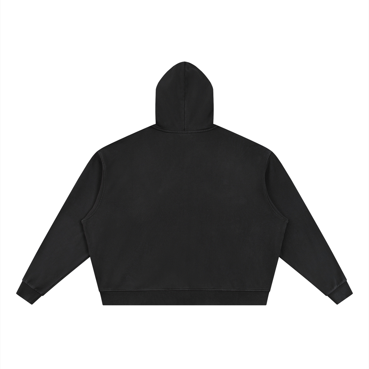 Unisex Vintage Wash Full Zip Boxy Hoodie in black, alternate angle