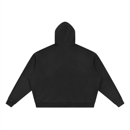 Unisex Vintage Wash Full Zip Boxy Hoodie in black, alternate angle