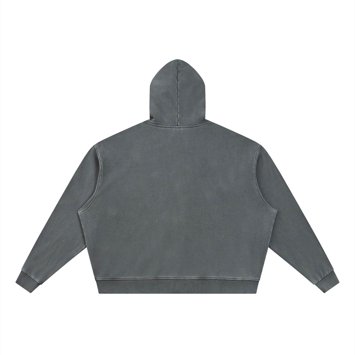 Unisex Vintage Wash Full Zip Boxy Hoodie in dark gray, alternate angle