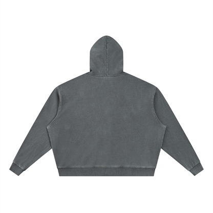 Unisex Vintage Wash Full Zip Boxy Hoodie in dark gray, alternate angle