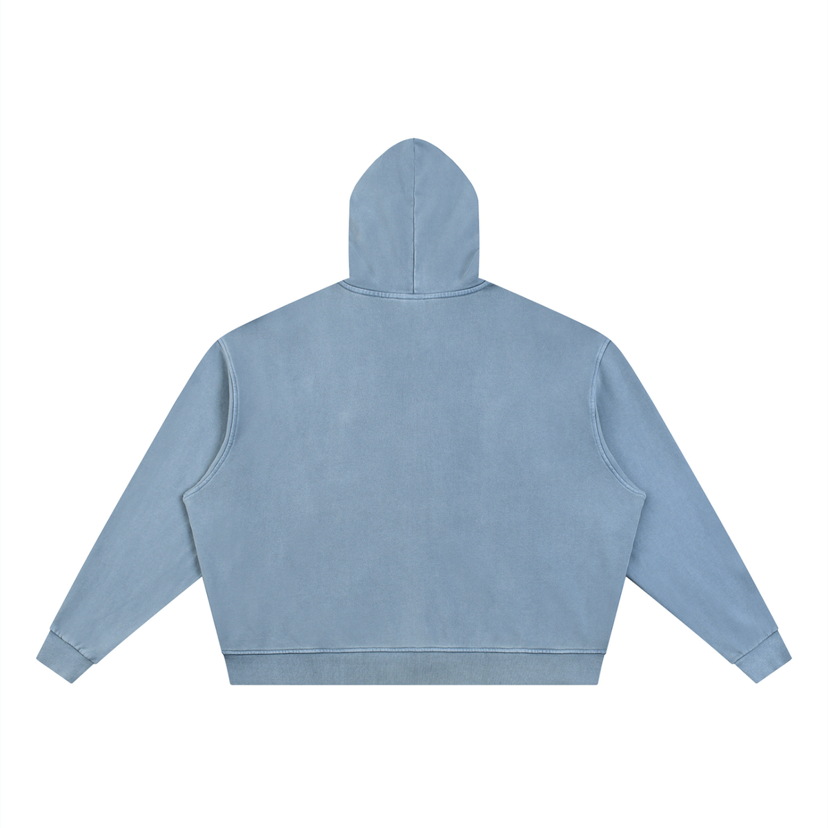 Unisex Vintage Wash Full Zip Boxy Hoodie in jeans blue, alternate angle