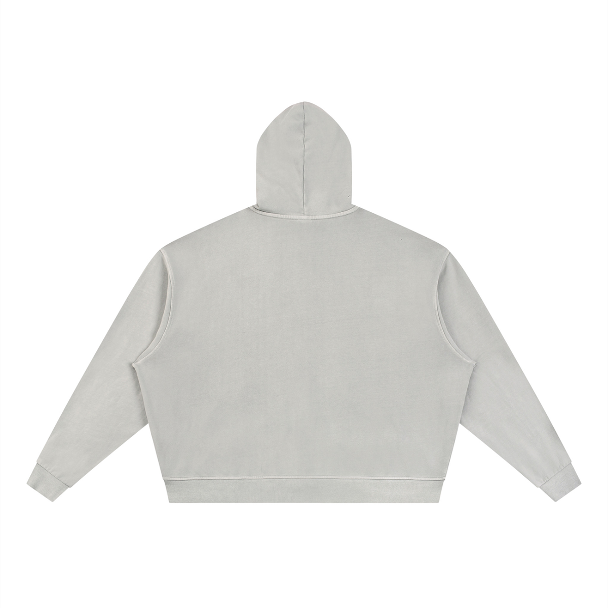 Unisex Vintage Wash Full Zip Boxy Hoodie in light gray, alternate angle