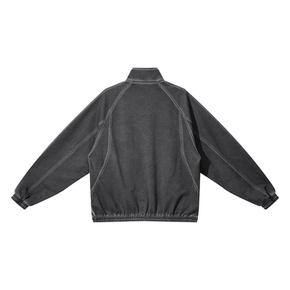 Unisex Vintage Wash Full Zip Mesh Jacket in dark gray, alternate angle