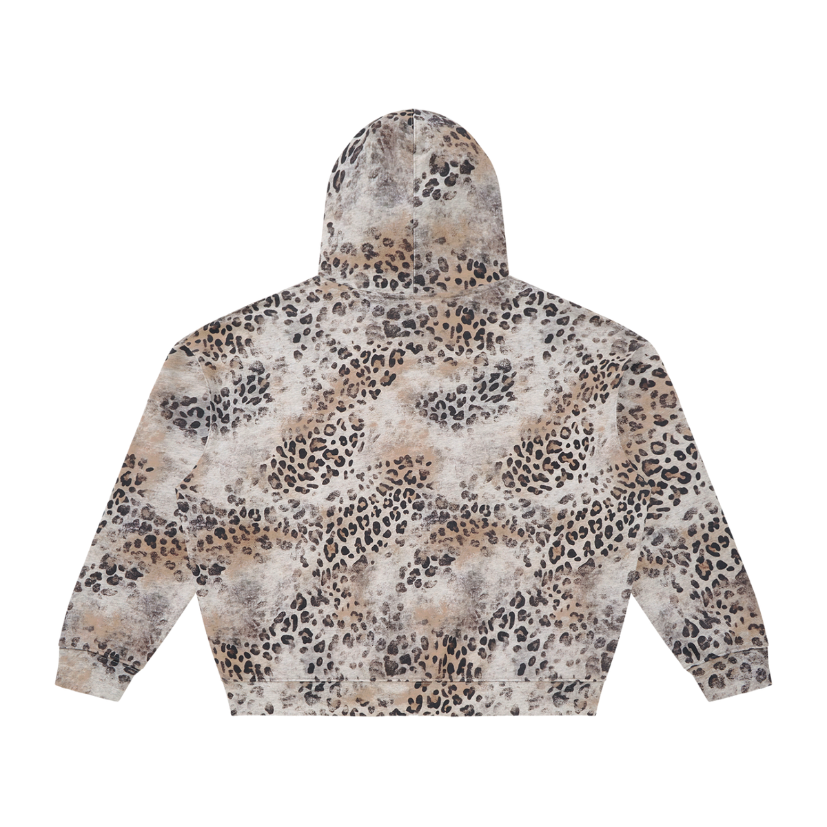 Unisex Vintage Wash Leopard Full Zip Hoodie in leopard apricot, alternate angle