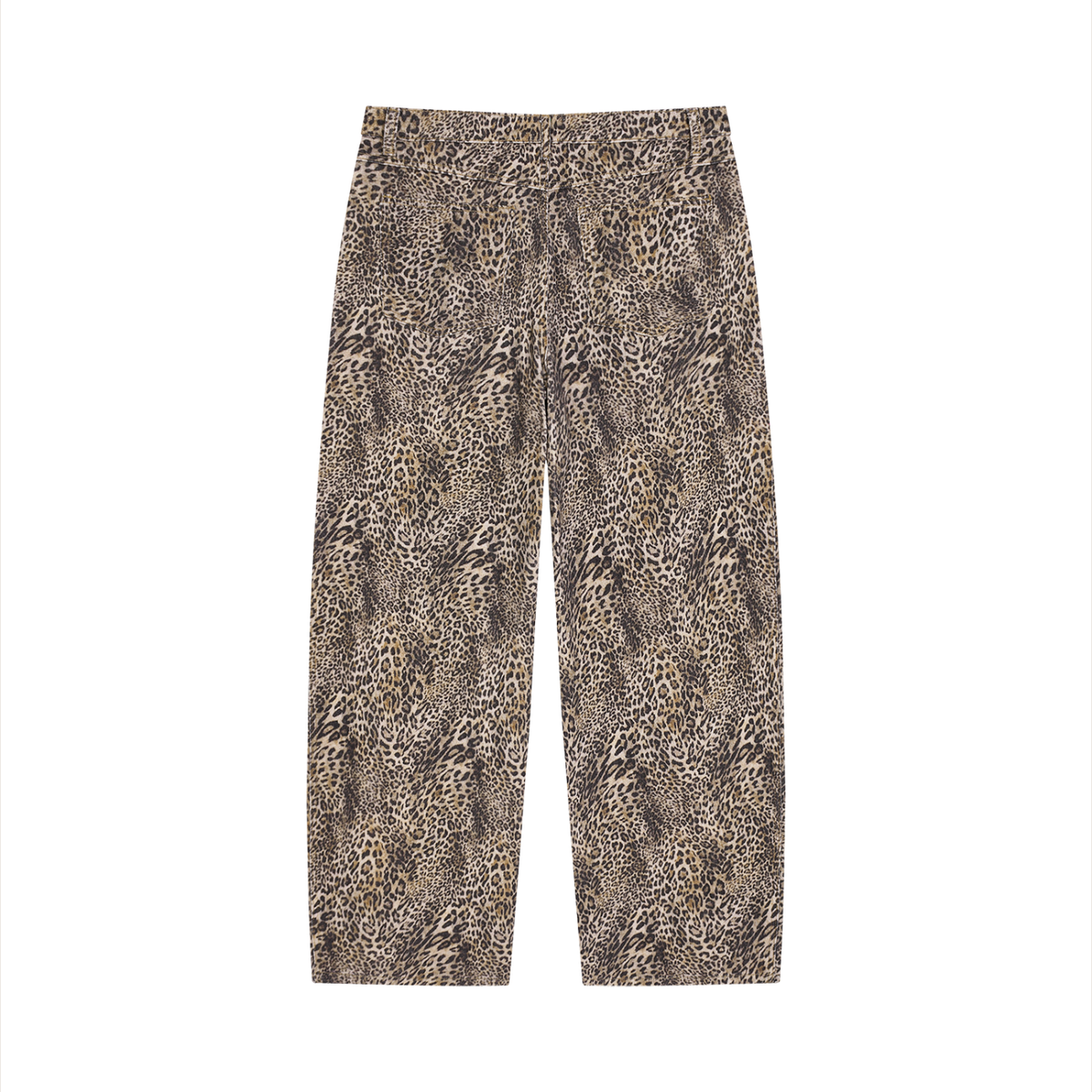 Unisex Vintage Wash Leopard Wide Leg Jeans in leopard brown, alternate angle