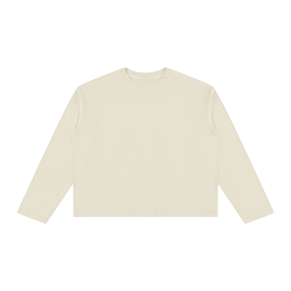 Unisex Vintage Wash Long Sleeve Boxy T-Shirt in apricot