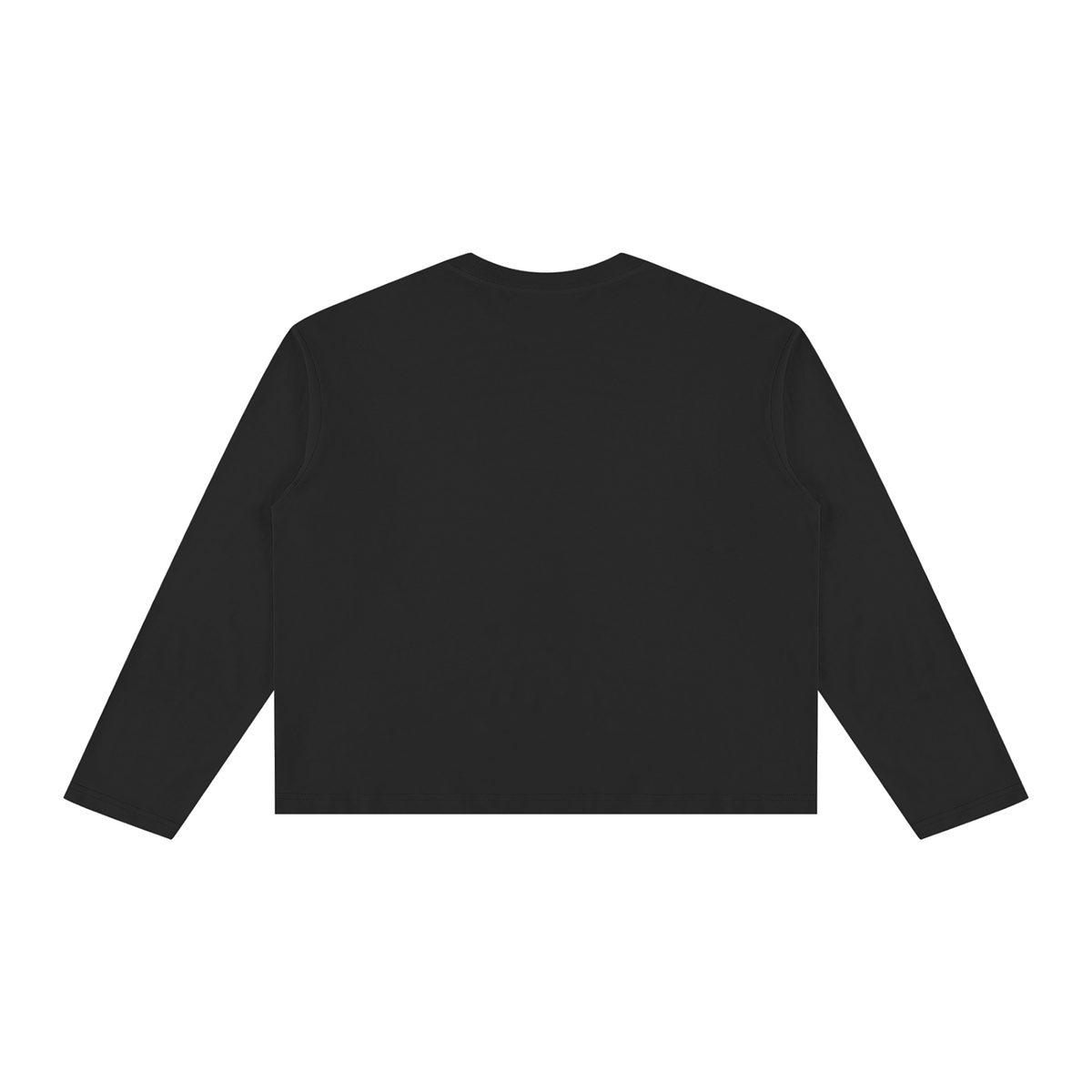 Unisex Vintage Wash Long Sleeve Boxy T-Shirt in black, alternate angle