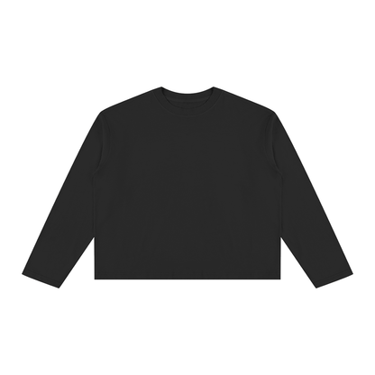 Unisex Vintage Wash Long Sleeve Boxy T-Shirt in black