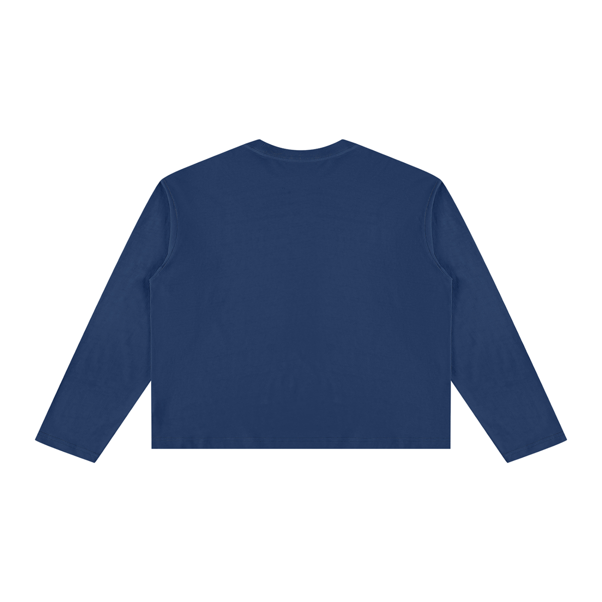 Unisex Vintage Wash Long Sleeve Boxy T-Shirt in navy blue, alternate angle
