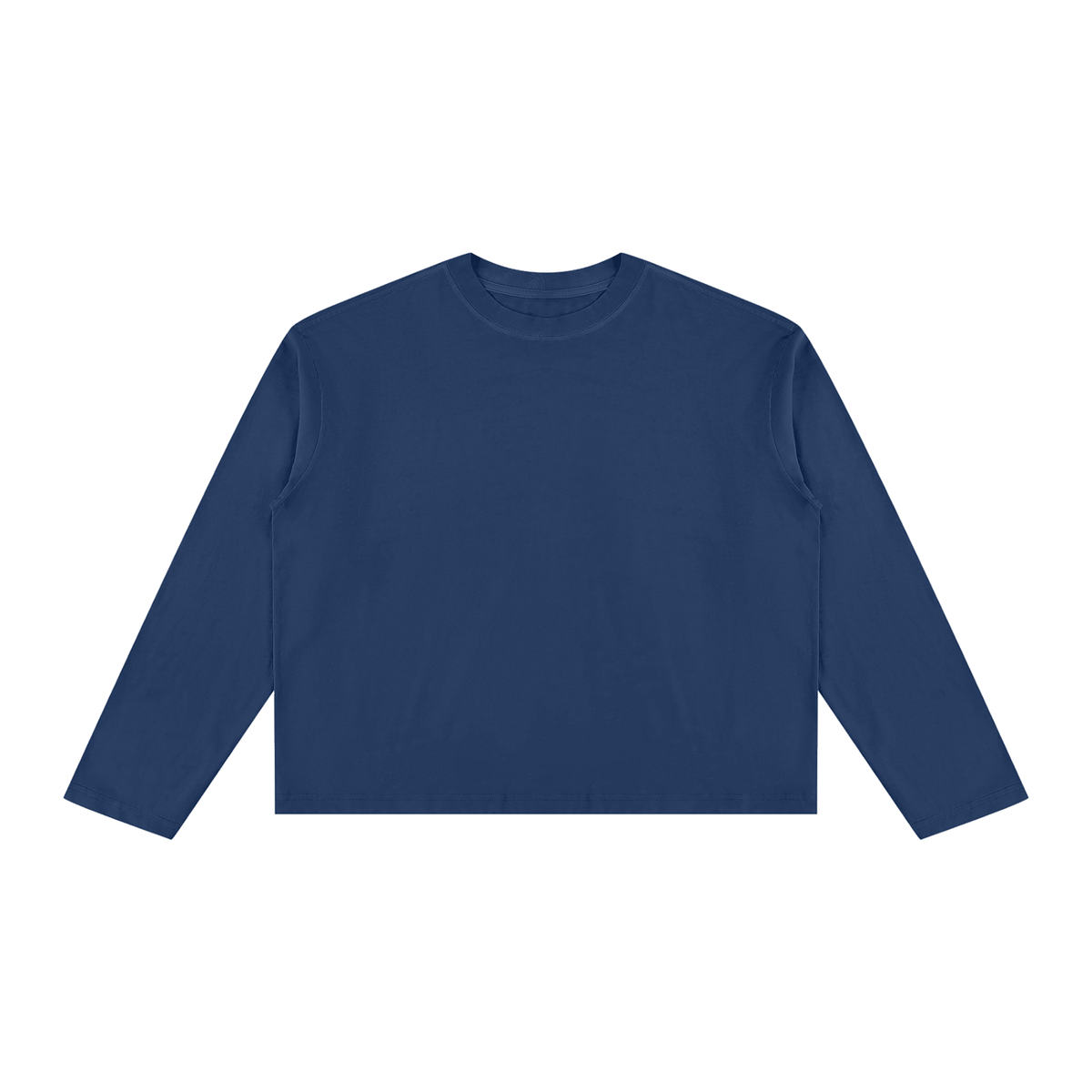 Unisex Vintage Wash Long Sleeve Boxy T-Shirt in navy blue