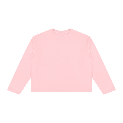 Unisex Vintage Wash Long Sleeve Boxy T-Shirt in pink