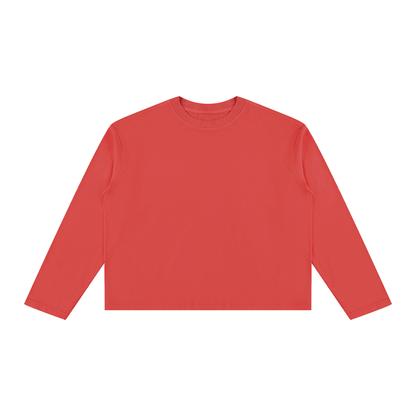 Unisex Vintage Wash Long Sleeve Boxy T-Shirt in red