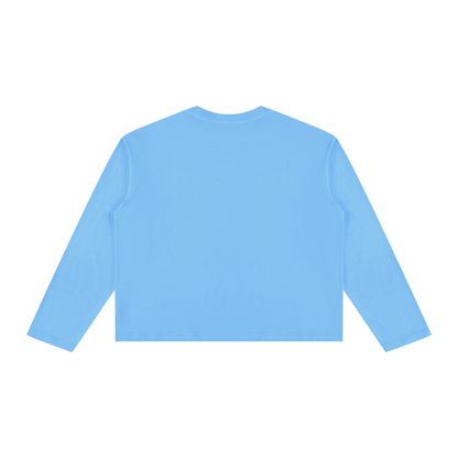 Unisex Vintage Wash Long Sleeve Boxy T-Shirt in sky blue, alternate angle