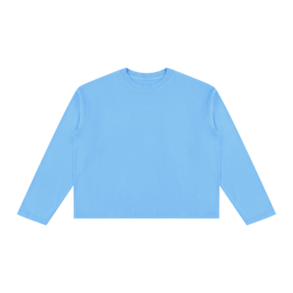 Unisex Vintage Wash Long Sleeve Boxy T-Shirt in sky blue