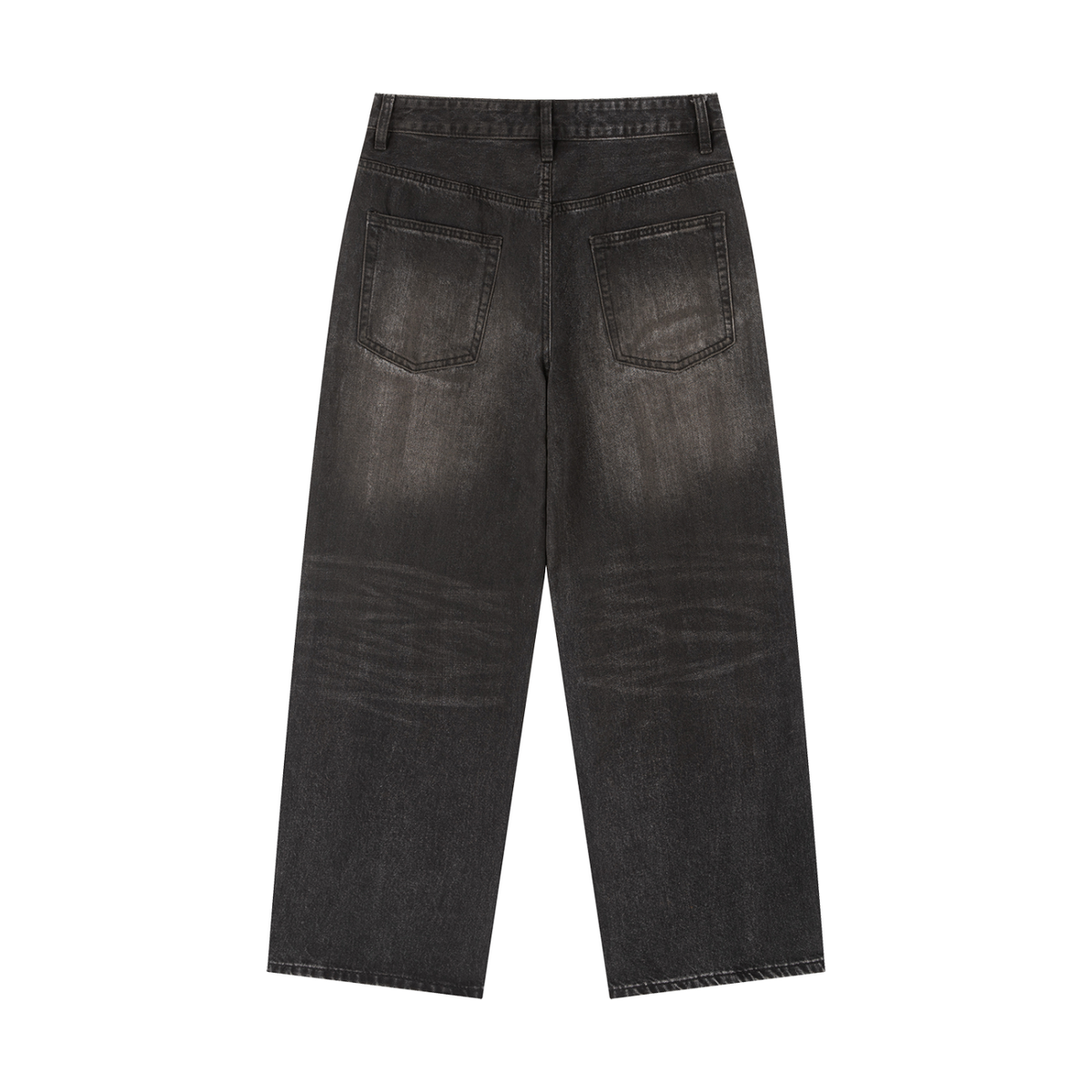 Unisex Vintage Wash Loose Fit Denim Jeans in black, alternate angle