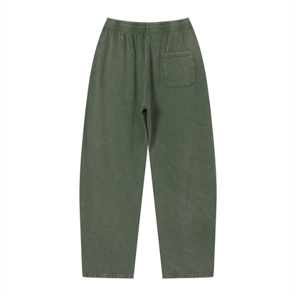 Unisex Vintage Wash Loose Sweatpants in army green, alternate angle