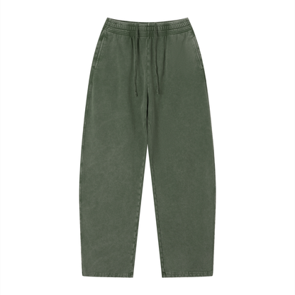 Unisex Vintage Wash Loose Sweatpants in army green