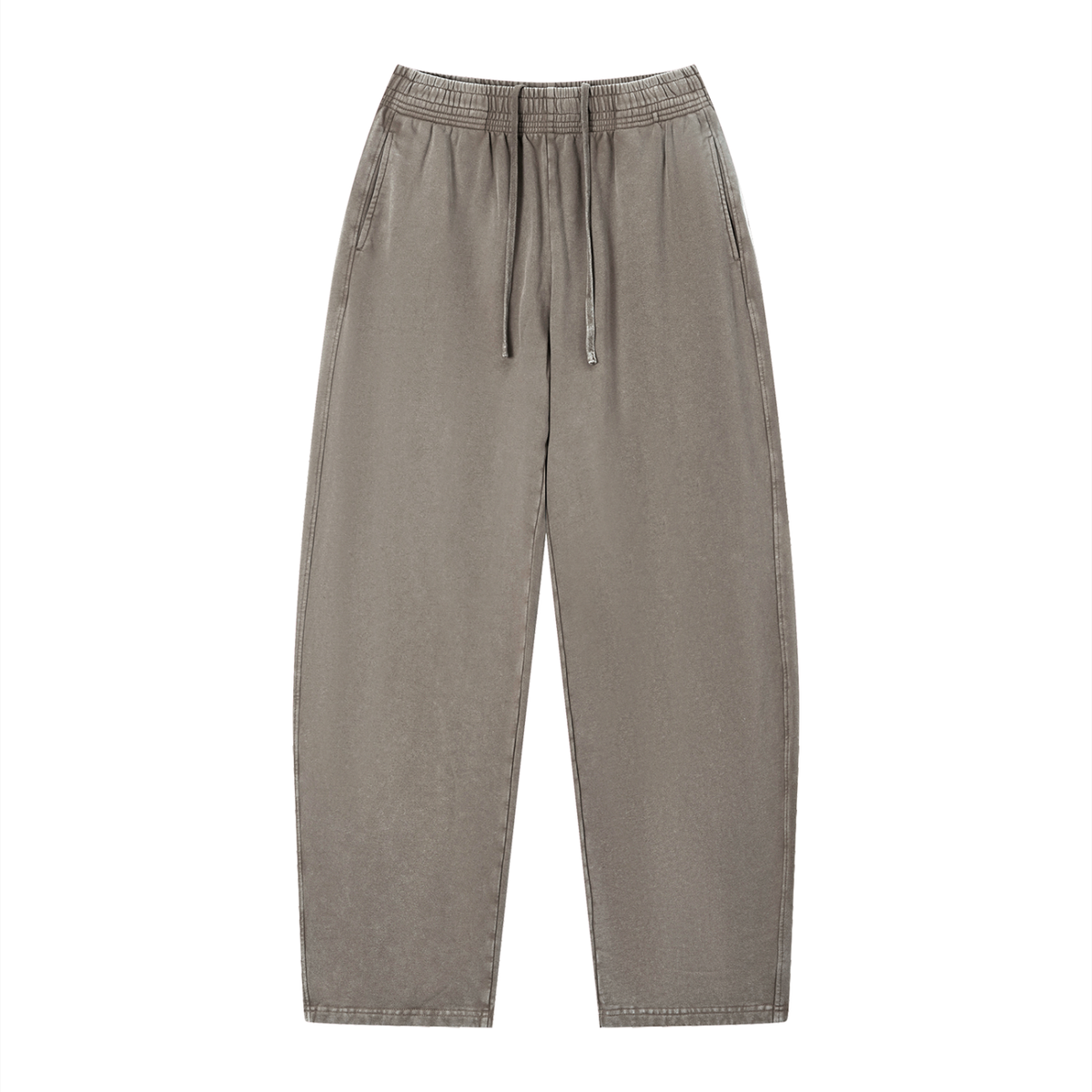 Unisex Vintage Wash Loose Sweatpants in light coffee
