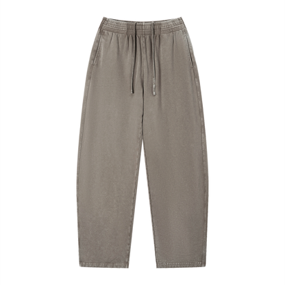 Unisex Vintage Wash Loose Sweatpants in light coffee