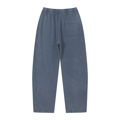 Unisex Vintage Wash Loose Sweatpants in navy blue, alternate angle