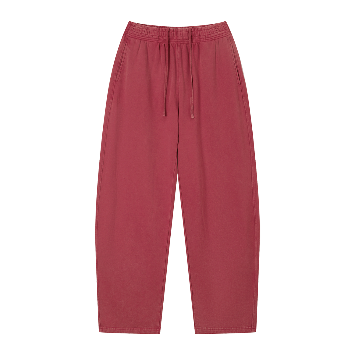 Unisex Vintage Wash Loose Sweatpants in red