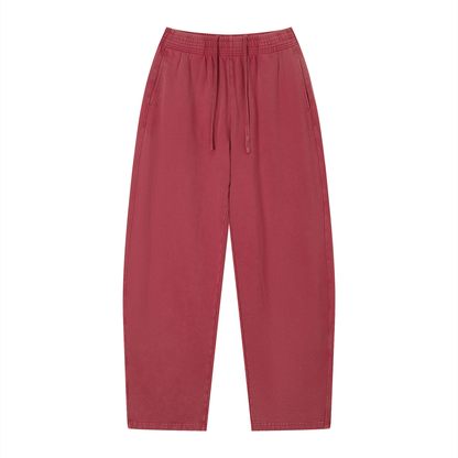 Unisex Vintage Wash Loose Sweatpants in red