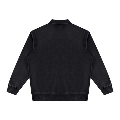 Unisex Vintage Wash Quarter-Zip Sweatshirt in black, alternate angle