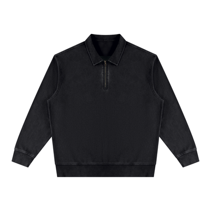 Unisex Vintage Wash Quarter-Zip Sweatshirt in black