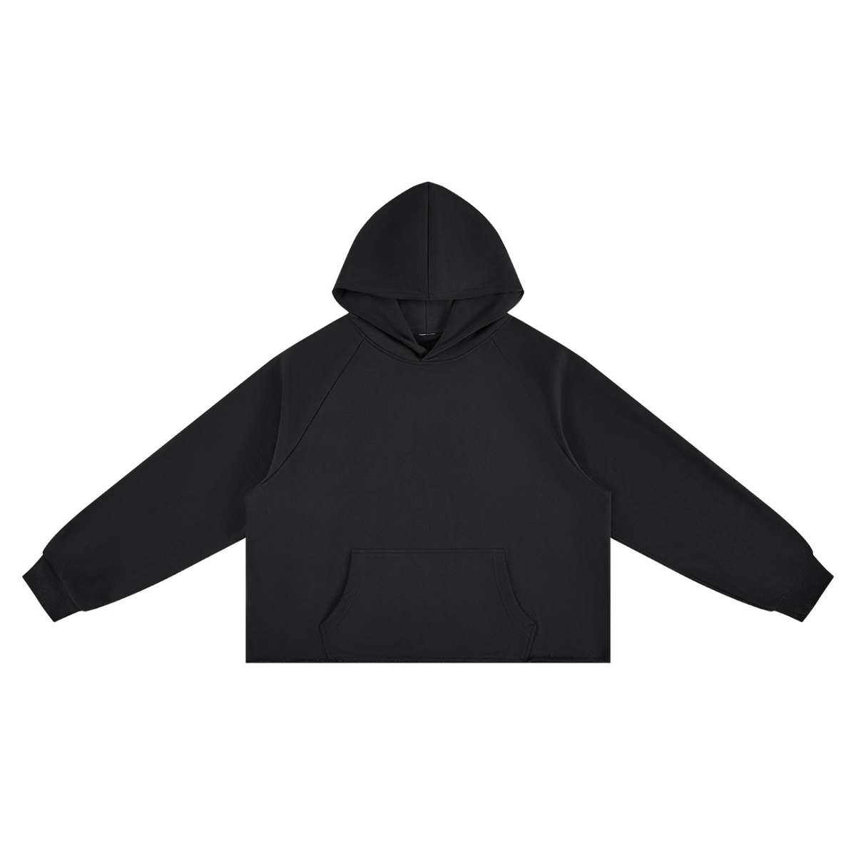 Unisex Vintage Wash Raw Edge Boxy Hoodie in black