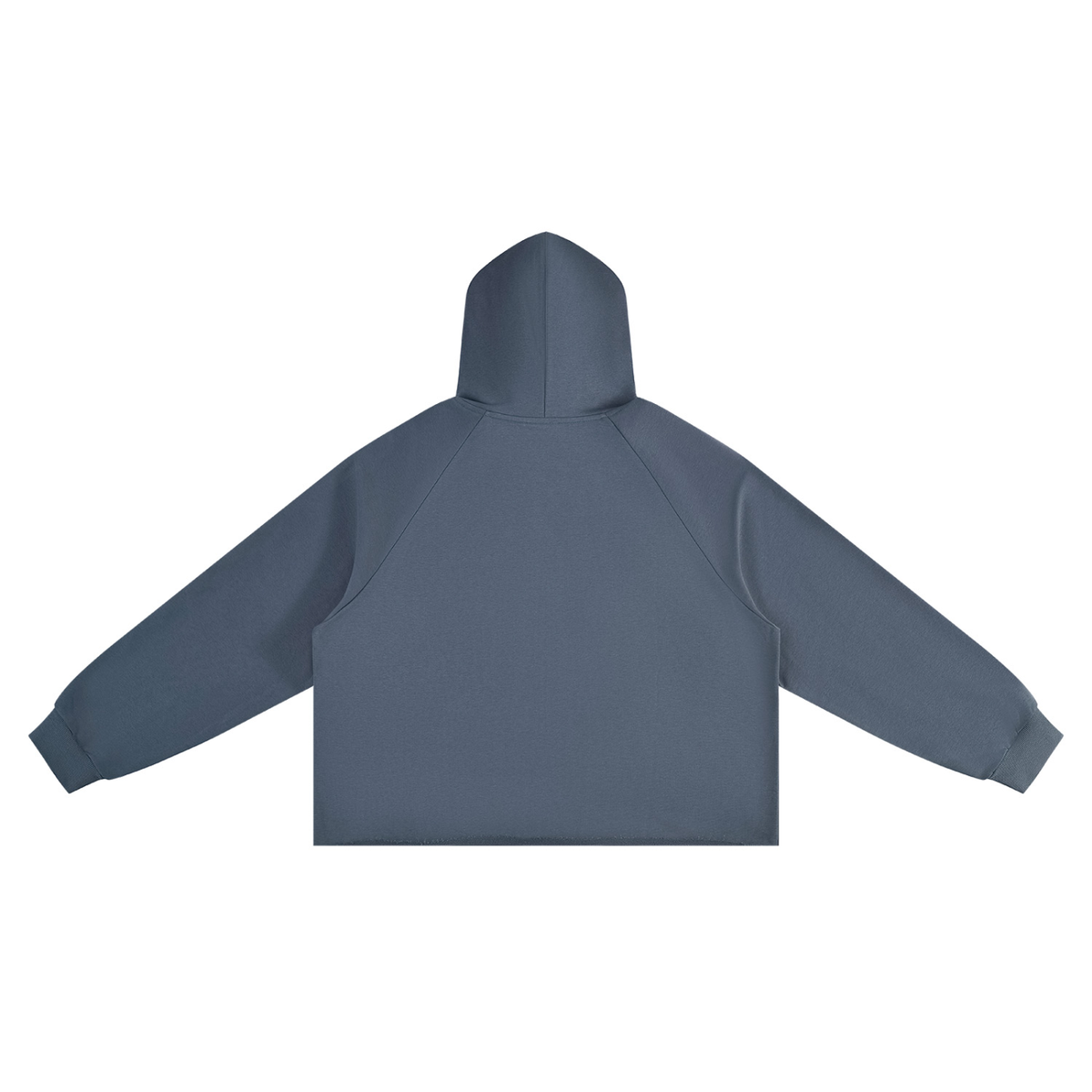 Unisex Vintage Wash Raw Edge Boxy Hoodie in blue, alternate angle