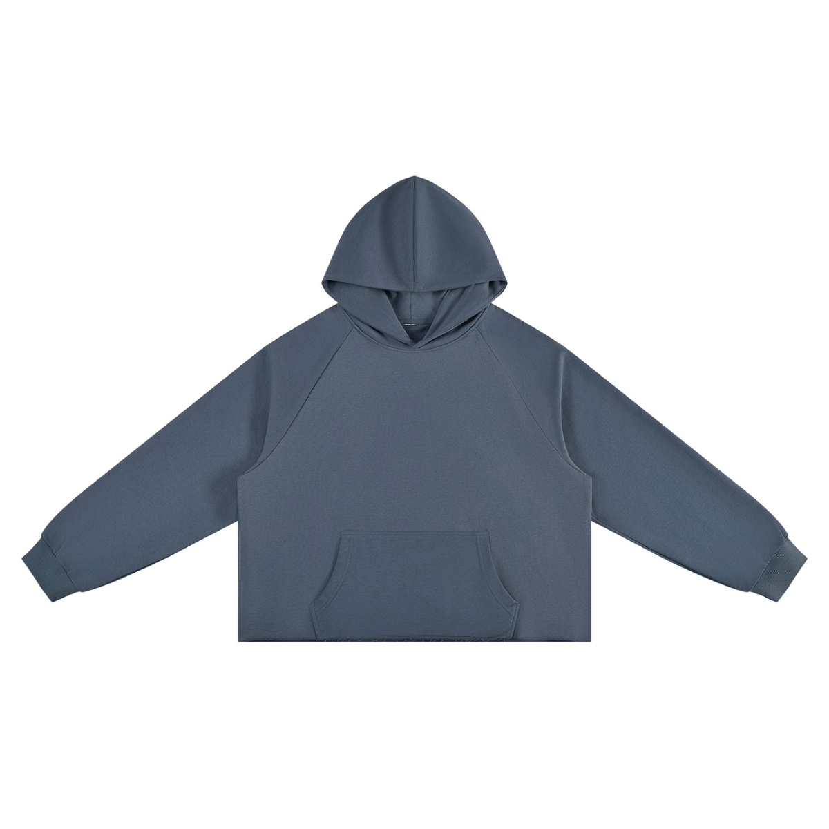 Unisex Vintage Wash Raw Edge Boxy Hoodie in blue