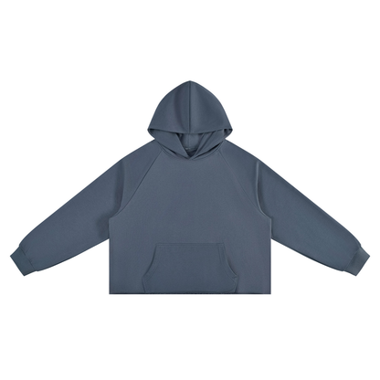 Unisex Vintage Wash Raw Edge Boxy Hoodie in blue