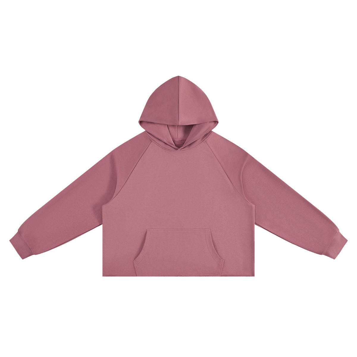 Unisex Vintage Wash Raw Edge Boxy Hoodie in carmine